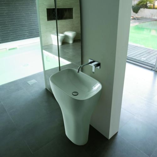 Раковина напольная без отверстий под смеситель, слив в стену, Globo Genesis, напольные - фото 2