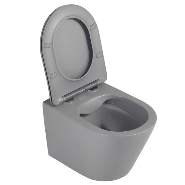 Унитаз подвесной Abber BEQUEM серый матовый, современные, hi-tech, круглые - фото 5