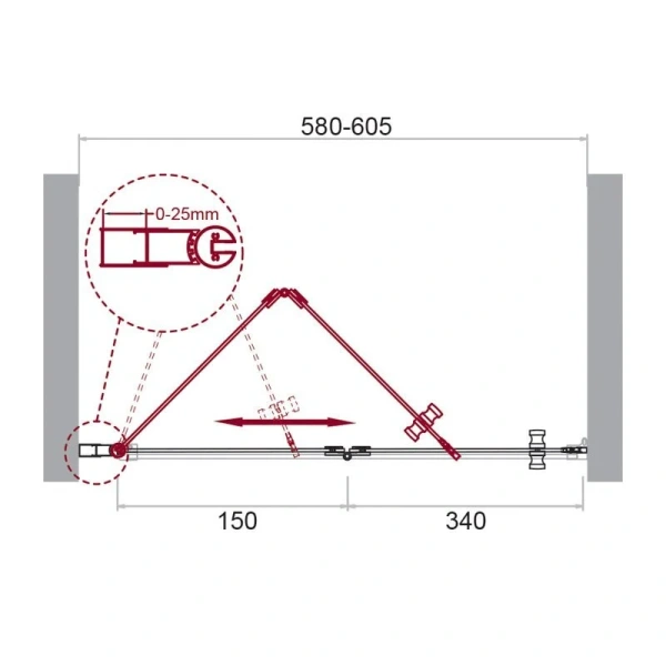 Душевая дверь в нишу BelBagno Albano 60 см с прозрачным стеклом - фото 2