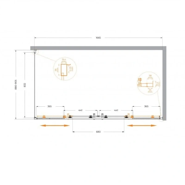 Душевой уголок Cezares Molveno 170х90 см стекло прозрачное профиль хром - фото 2