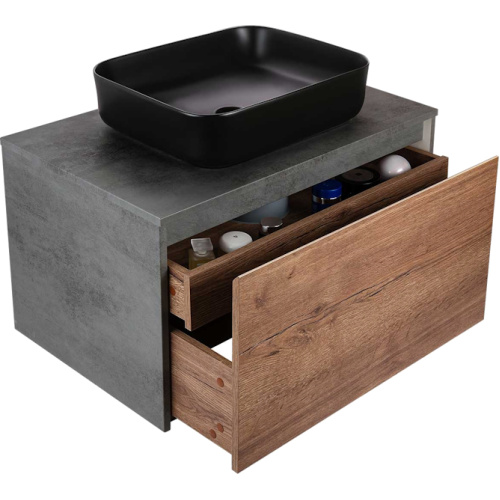 Тумба под раковину подвесная Vincea Mesa 80 см T.Oak/Beton, светло-коричневая, серая, комбинированная - фото 7