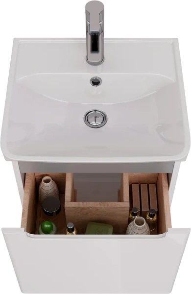 Тумба под раковину подвесная Lemark Buno Mini 45 см белый глянец, современная, hi-tech - фото 3