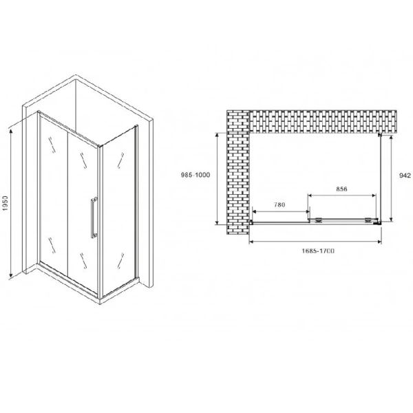 Душевой уголок Abber Schwarzer Diamant AG30170H-S100 170x100 см прямоугольный - фото 2