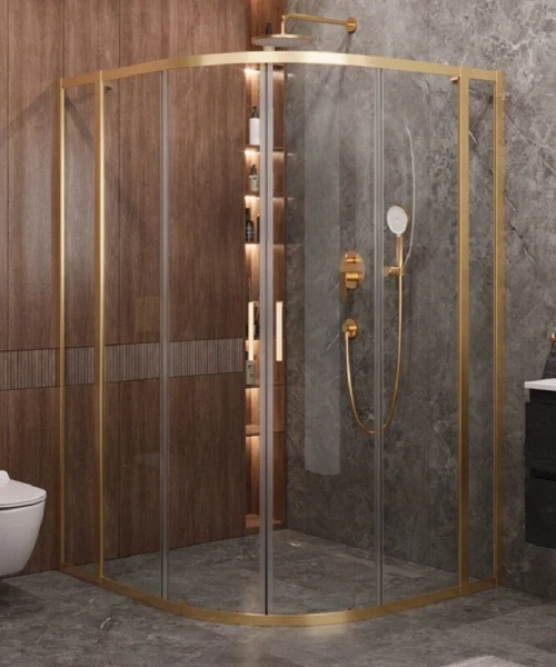 Душевой уголок Cezares Molveno 130х120 см стекло прозрачное профиль золото - фото 1