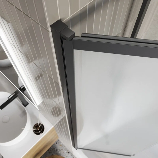 Шторка для ванны BelBagno Luce 90х145 см стекло прозрачное профиль черный - фото 3