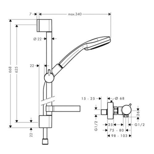 Душевой набор Hansgrohe Croma 100 27032000HG - фото 2