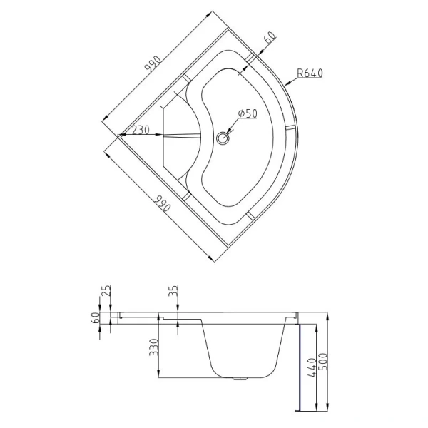 Душевая кабина Deto D 100х100 см с подсветкой - фото 3