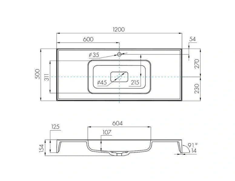 Раковина Акватон Ричмонд 1A70583KRD010 120 см прямоугольная - фото 2