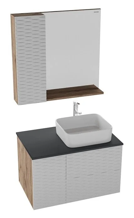 Тумба с раковиной подвесная Grossman Альба 10801 80 см с двумя выдвижными ящиками - фото 3