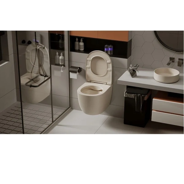 Унитаз подвесной Abber BEQUEM AC1101MB безободковый, современные, hi-tech, круглые - фото 5