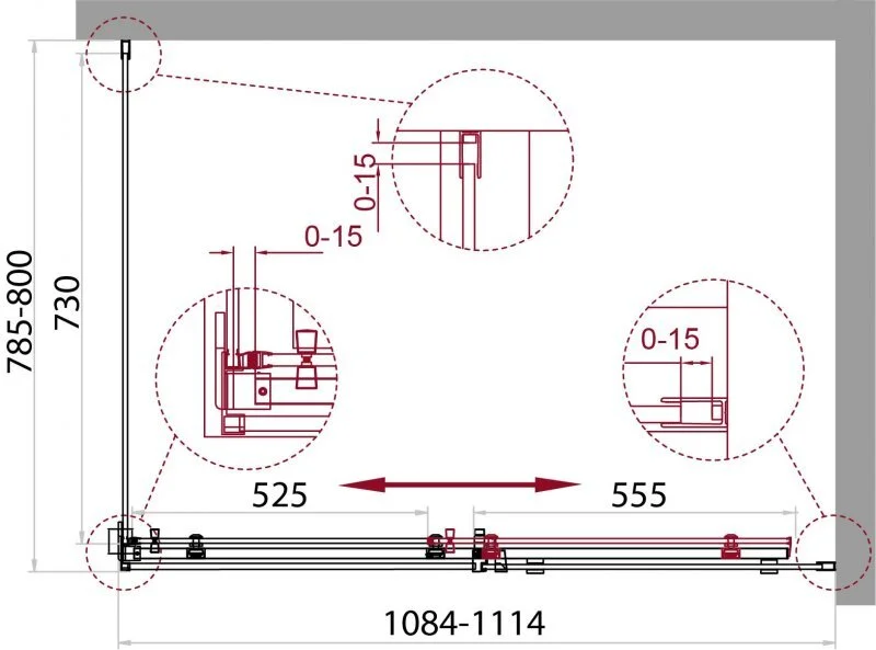 Душевой уголок BelBagno Acqua 110х80 см профиль хром стекло прозрачное - фото 2