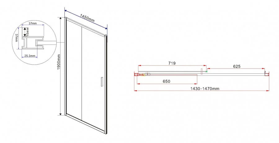 Душевая дверь в нишу Vincea Garda 145 см стекло прозрачное, современные, hi-tech - фото 2