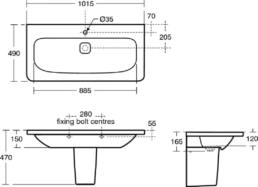 Раковина Ideal Standard Tonic II 100 см белая, современные, hi-tech - фото 2