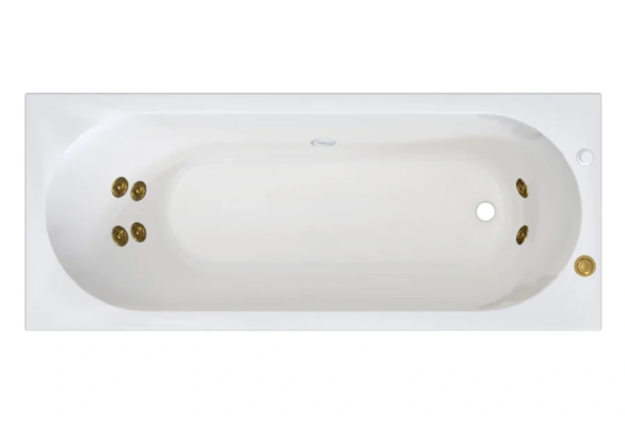 Акриловая ванна Радомир Вальс 1-01-3-0-1-336К, 170 х 70 см, каркас, фронтальный экран, сифон, слив-перелив автомат в комплекте, белая/золото, без гидромассажа - фото 6