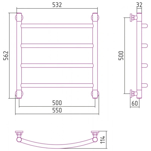 Полотенцесушитель водяной, Сунержа Галант+ 50х50 см белый, современные, hi-tech - фото 2