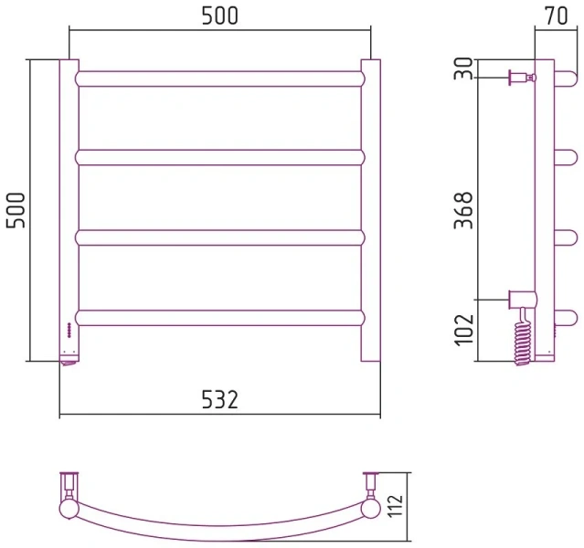 Полотенцесушитель электрический Сунержа Галант 4.0 50х50 см левый, без покрытия, современные, hi-tech - фото 2