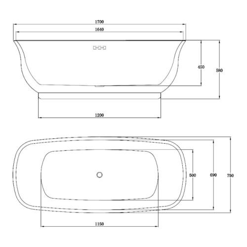 Ванна акриловая Vincea 170x75 см белая - фото 3