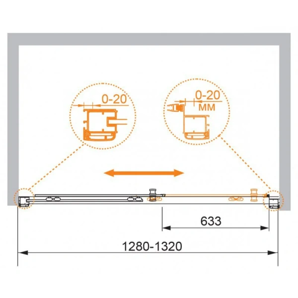 Душевая дверь в нишу Cezares Anima 130 см стекло прозрачное - фото 4