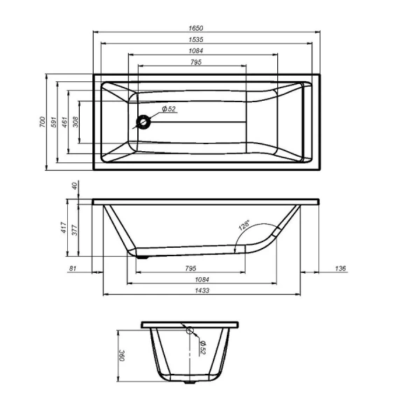 Акриловая ванна Am.Pm Gem W93A-165-070W-A, 165 x 70 см, белая - фото 2