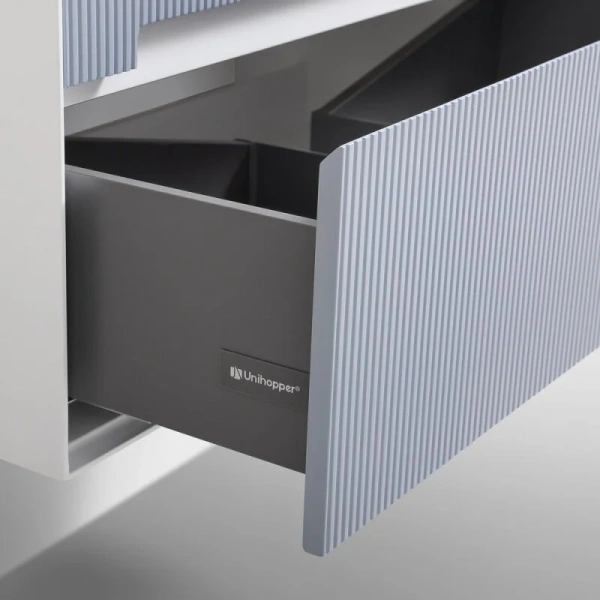 Тумба с раковиной подвесная Black&White Universe 100 см Milk white/Cement grey, под врезную раковину - фото 5