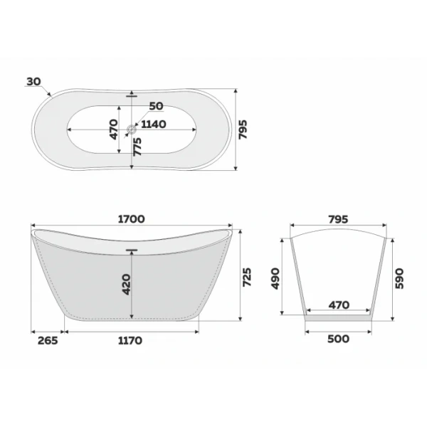 Ванна акриловая Delice Provanse 170х80 см синяя матовая - фото 2