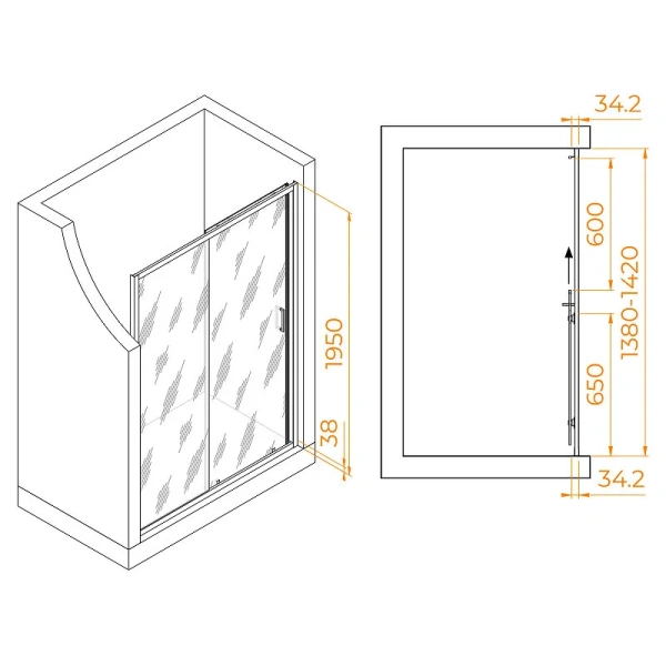 Душевая дверь в нишу RGW Passage PA-14Gr 140 см профиль серый, стекло прозрачное, современные, hi-tech - фото 2