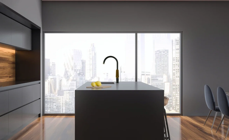 Смеситель для кухни Lemark Bronx черный/золото, для кухни - фото 2