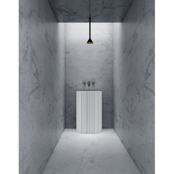 Раковина напольная Abber Stein 60 см белая матовая, круглой формы, моноблок - фото 5