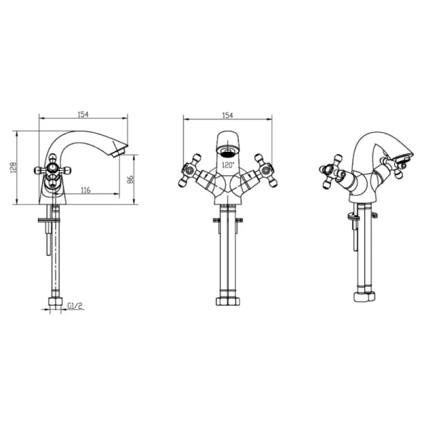 Смеситель для раковины Boheme Royal Cristal золото/черный, для раковины - фото 2