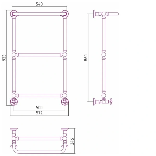 Полотенцесушитель водяной Сунержа Ренессанс 50х86 см шампань - фото 2