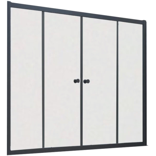 Душевая шторка на ванную профиль черный матовый стекло сатин Vegas-glass - фото 1