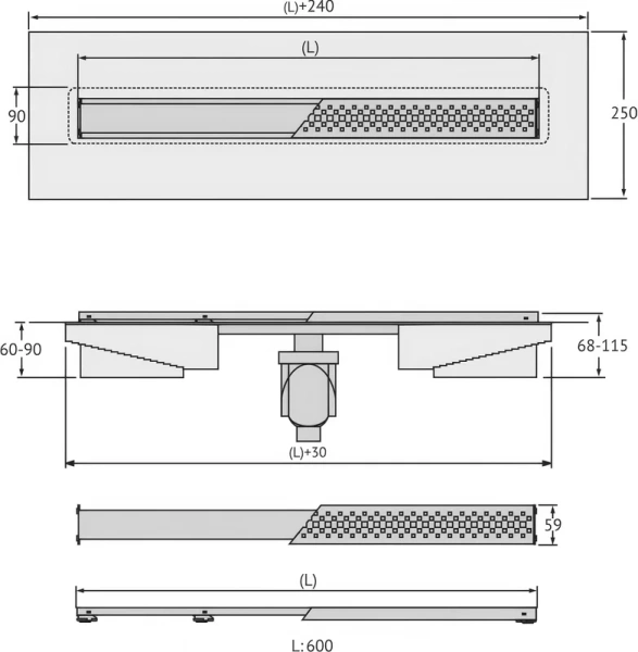 Душевой лоток BERGES C1 Norma 60 см черный матовый index_1 - фото 8