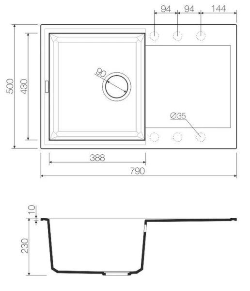 Мойка для кухни Omoikiri Sakaime 79-GR 79 см leningrad grey, прямоугольной формы - фото 4