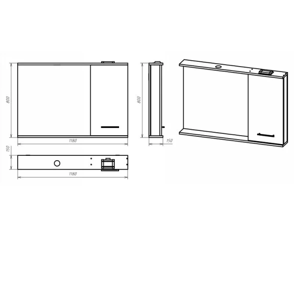 Зеркальный шкаф с подсветкой Misty Респект Э-Рес02120-1 120 см ЛДСП - фото 4