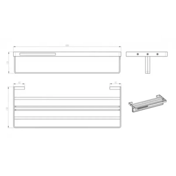 Полочка для ванной Boheme Q с полотенцедержателем, хром - фото 4