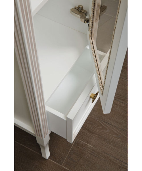 Шкаф-пенал для ванной, цвет белый с патиной матовый, фурнитура бронза, петли справа, La Beaute Vivien index_1 - фото 3