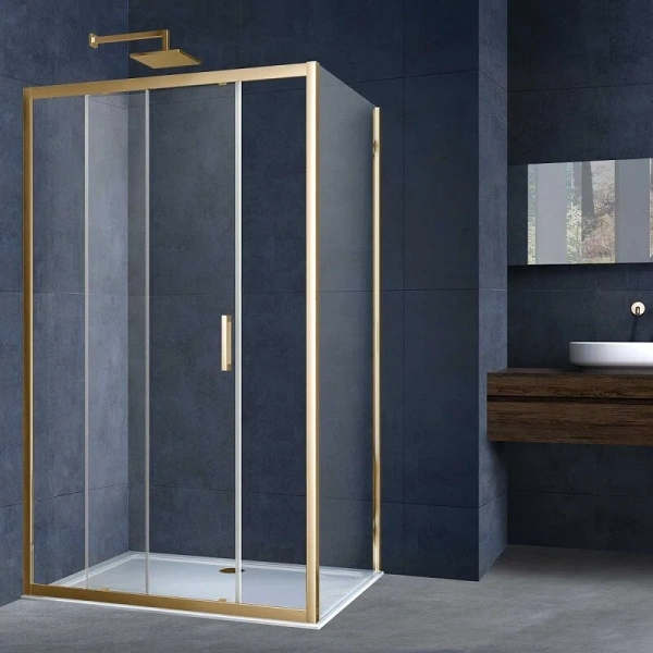 Душевой уголок Vincea Alpha 150х90 см профиль брашированное золото - фото 1
