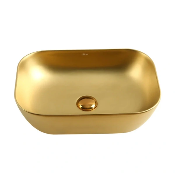 Раковина Abber Rechteck 46 см золото матовое, керамические - фото 7