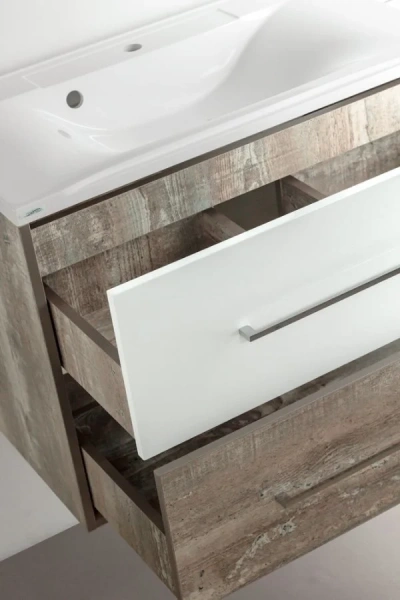 Тумба под раковину подвесная Style Line Экзотик 80 см древесина/белая, современная, hi-tech - фото 3