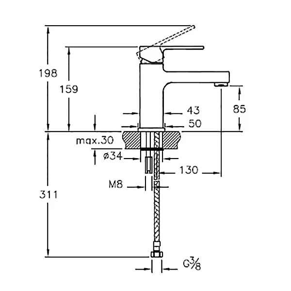 Смеситель для раковины VitrA Q-Line A40775 - фото 2