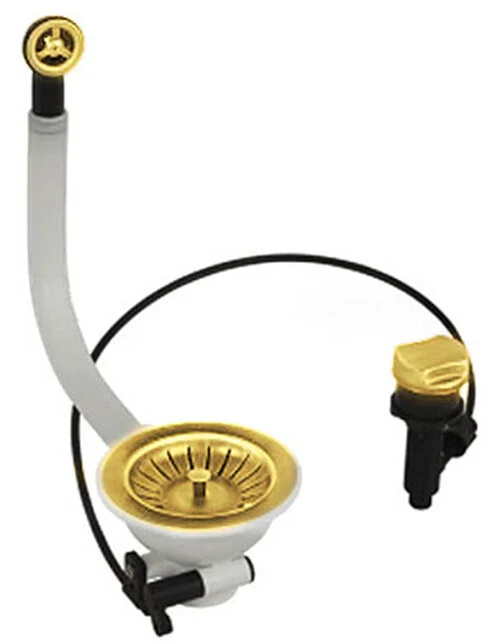 Слив для кухонной мойки Migliore с переливом, золото - фото 1