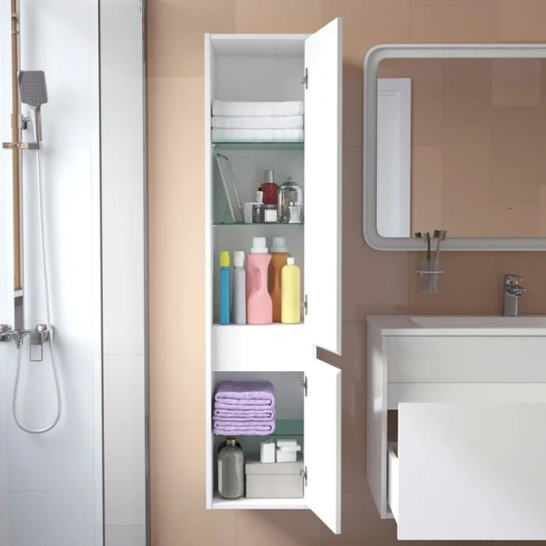 Шкаф-пенал подвесной IDDIS Esper 35 см белый, белые - фото 8