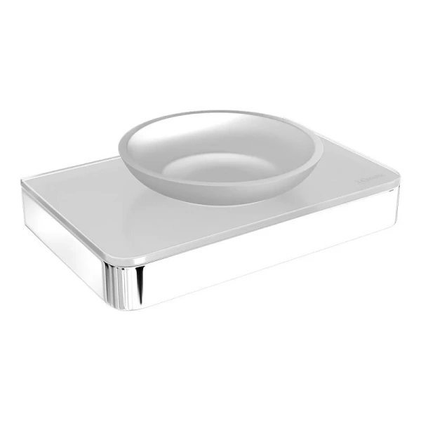 Мыльница Lemark Glass line хром/белое стекло - фото 1