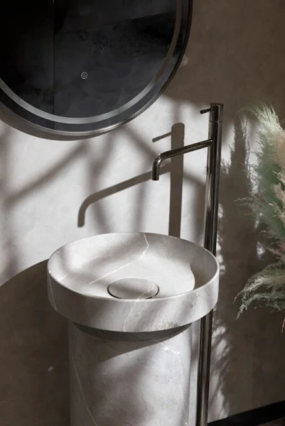 Раковина Boheme Corian 40 см amani grigio, в форме чаши, круглой формы - фото 5