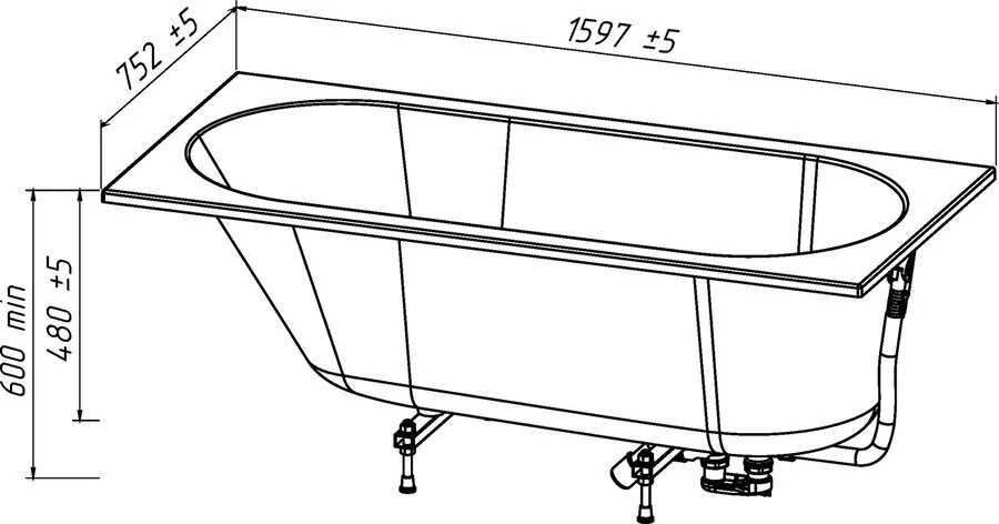 Ванна из искусственного камня Belux Классика-3 ВК-3 1600, 4810924269089, 160 x 75 см, белый - фото 2