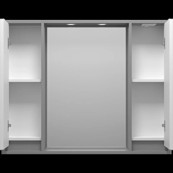 Зеркальный шкаф с подсветкой Brevita Balaton 100 см белый, серый, современные, hi-tech - фото 3