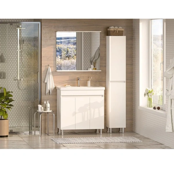 Тумба под раковину напольная Misty Енисей 80 см белая - фото 3