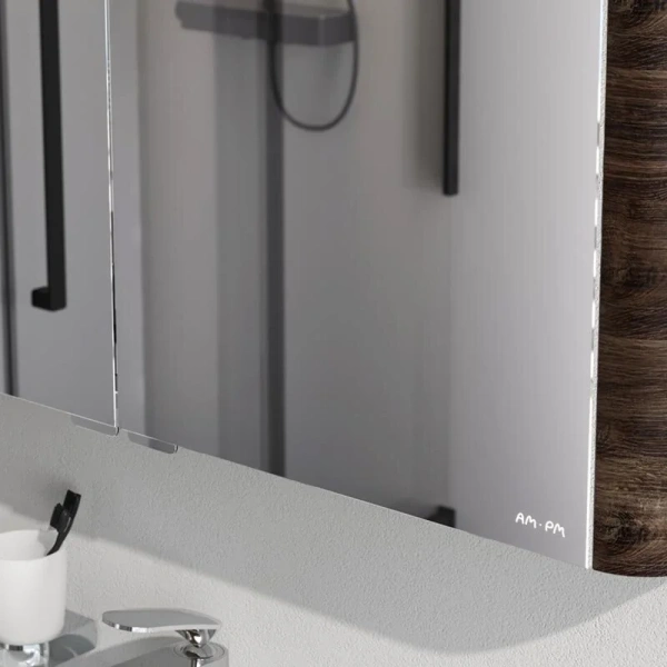 Зеркальный шкаф с подсветкой Am.Pm Sensation 100 см орех, с подсветкой, с розеткой - фото 7