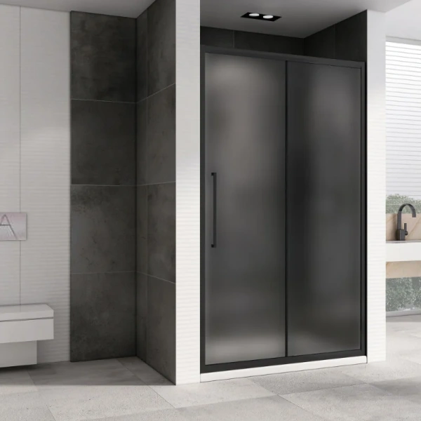 Душевая дверь в нишу Abber Schwarzer Diamant 140 см профиль черный, стекло матовое, 140 см - фото 3