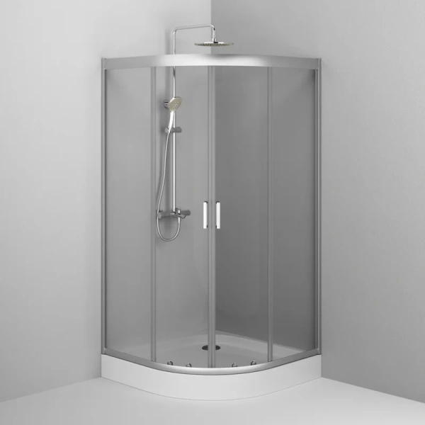 Душевой уголок Am.Pm Gem 100x100 см профиль хром матовый, полукруглые, четверть круга - фото 2